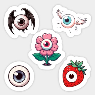 Kawaii Weirdcore Aesthetics Eyeball Sticker Set of 5 Sticker